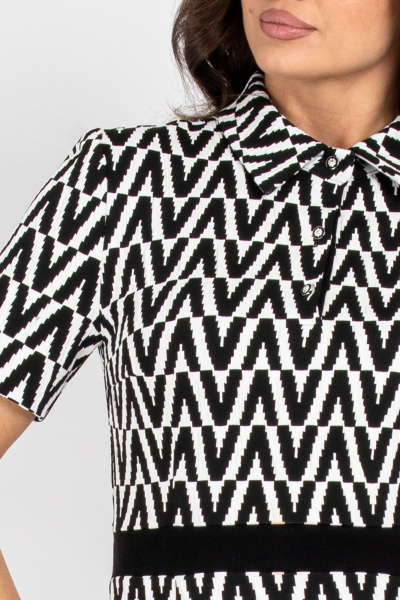 Платье полуприлегающего силуэта из вискозы VIZAVI 807 черно-белый - фото 8