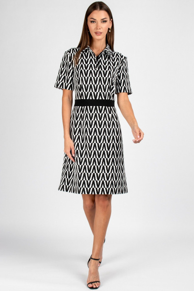 Платье полуприлегающего силуэта из вискозы VIZAVI 807 черно-белый - фото 5