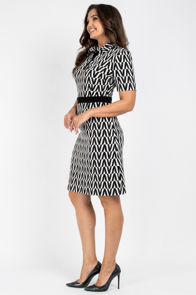 Платье полуприлегающего силуэта из вискозы VIZAVI 807 черно-белый - фото 4