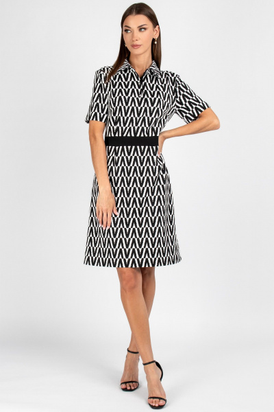 Платье полуприлегающего силуэта из вискозы VIZAVI 807 черно-белый - фото 2