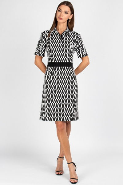 Платье полуприлегающего силуэта из вискозы VIZAVI 807 черно-белый - фото 1