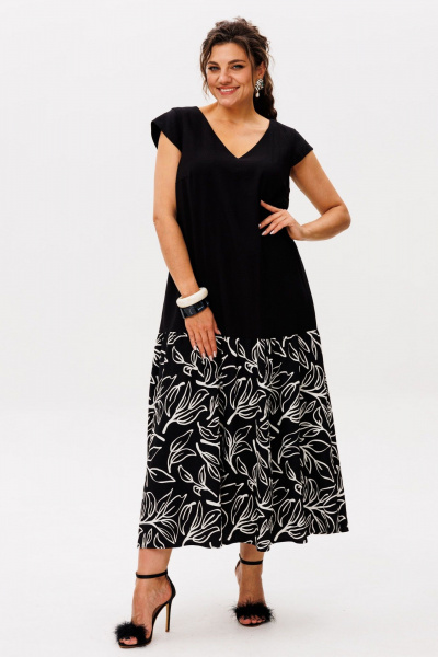 Платье Anelli 56 черно-белый_ангел - фото 1