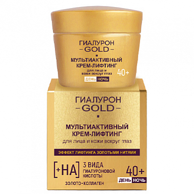 Крем для лица Belita ГИАЛУРОН GOLD Крем-лифтинг 40+ день/ночь д/лица и кожи вокруг глаз - фото 1