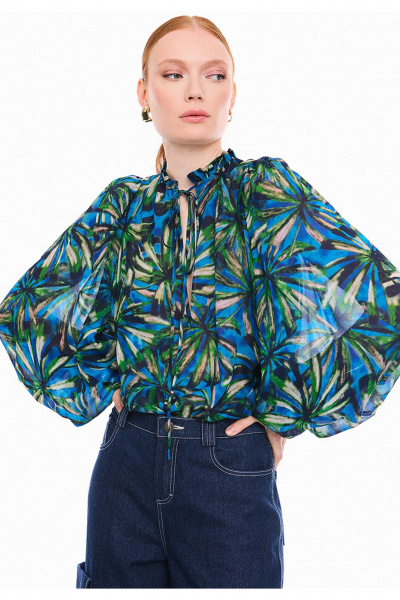 Блуза DEVITA 6050 синий_зеленый - фото 5