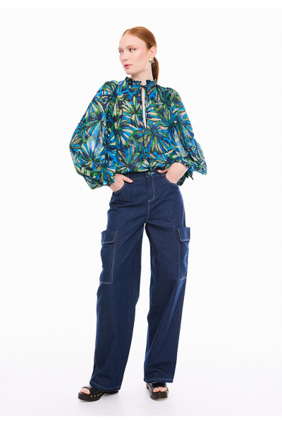 Блуза DEVITA 6050 синий_зеленый - фото 2