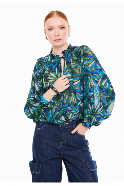 Блуза DEVITA 6050 синий_зеленый - фото 1
