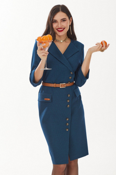 Элегантное платье с асимметричной застежкой и декором Твой имидж 1941 морская_волна - фото 6