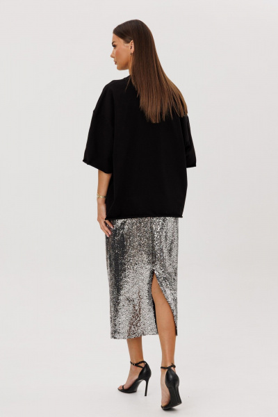 Футболка, юбка Ларс Стиль 1122 черный_стальной - фото 5