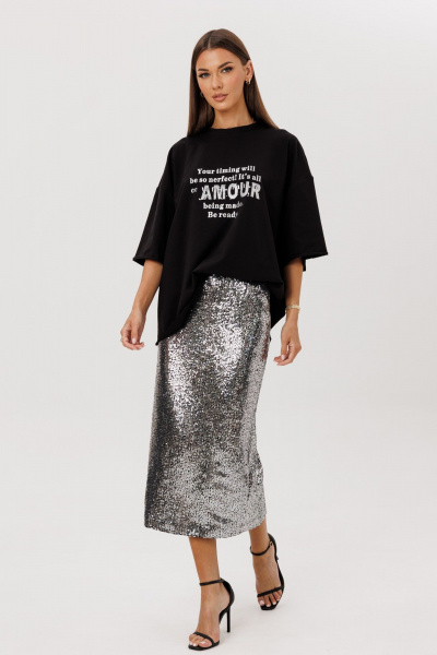 Футболка, юбка Ларс Стиль 1122 черный_стальной - фото 4