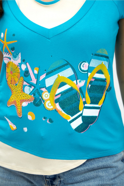 Блуза Таир-Гранд 62150 голубой-1 - фото 4