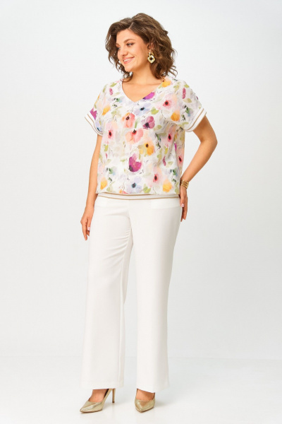 Блуза Swallow 857.1 молочный/акварельные_цветы - фото 7