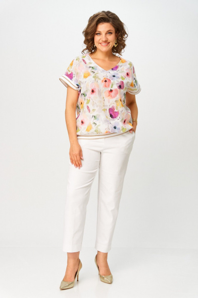 Блуза Swallow 857.1 молочный/акварельные_цветы - фото 4