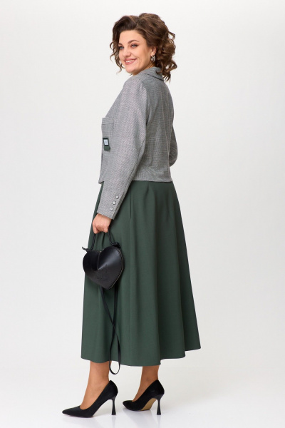 Жакет, юбка Aira Style 24-17А серо-зеленый - фото 4