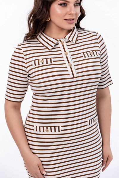 Платье ASV 2806 бело-коричневый - фото 3