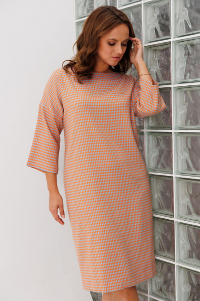 Палантин, платье Anastasia 1188.1 гусиная_лапка_оранжево-голубой - фото 10