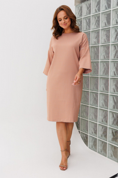 Палантин, платье Anastasia 1188.1 гусиная_лапка_оранжево-голубой - фото 9