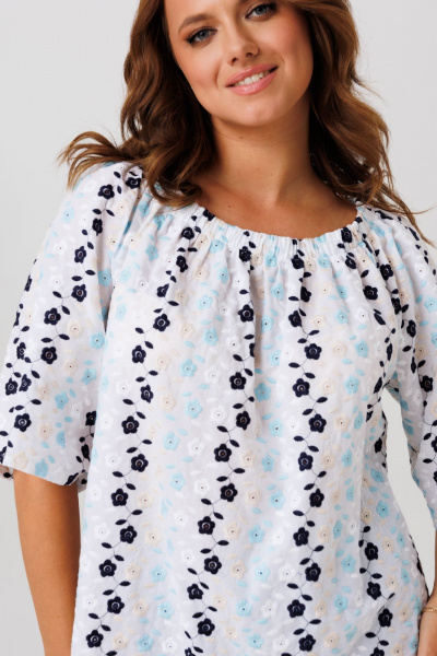 Блуза Anastasia 1254 белый_цветы - фото 13