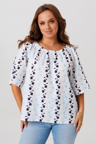 Блуза Anastasia 1254 белый_цветы - фото 11