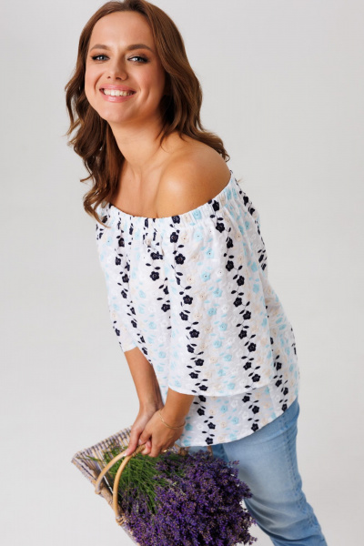 Блуза Anastasia 1254 белый_цветы - фото 10