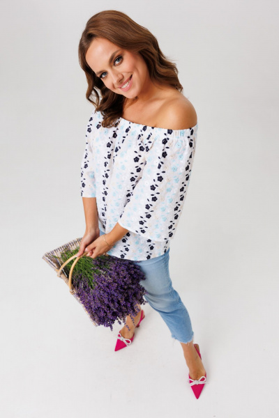 Блуза Anastasia 1254 белый_цветы - фото 9