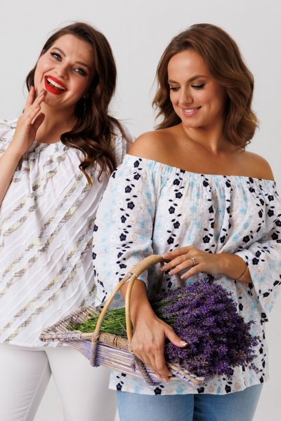 Блуза Anastasia 1254 белый_цветы - фото 5