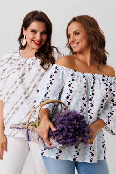 Блуза Anastasia 1254 белый_цветы - фото 4