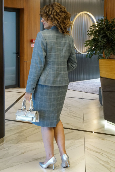 Блуза, жакет, юбка Alani Collection 2382 серо-голубая_клетка - фото 9