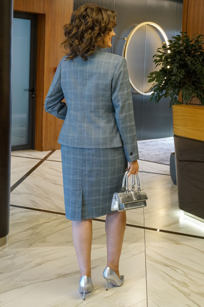 Блуза, жакет, юбка Alani Collection 2382 серо-голубая_клетка - фото 8