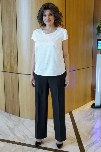 Блуза, брюки, жакет Alani Collection 2381 черный_молоко - фото 7