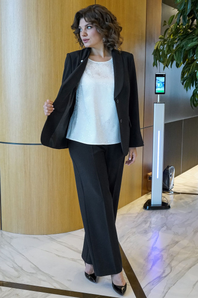 Блуза, брюки, жакет Alani Collection 2381 черный_молоко - фото 6