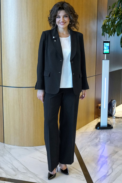 Блуза, брюки, жакет Alani Collection 2381 черный_молоко - фото 1