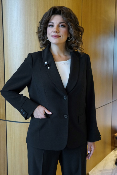 Блуза, брюки, жакет Alani Collection 2381 черный_молоко - фото 4