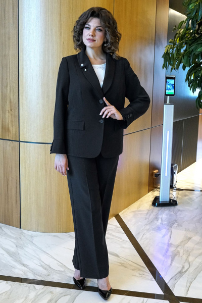 Блуза, брюки, жакет Alani Collection 2381 черный_молоко - фото 2