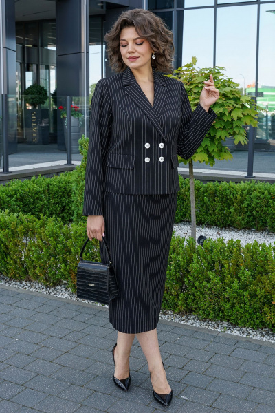 Жакет, юбка Alani Collection 2424 черный_полоска - фото 5
