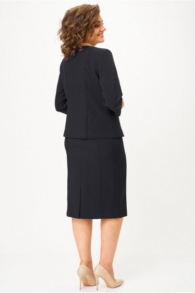 Костюм 2-ка с жакетом и юбкой, деловой стиль, демисезон БелЭльСтиль 723-3_01_22+536-2_93_22 черный однотон - фото 9
