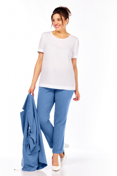 Блуза, брюки, жакет Ольга Стиль С-944 джинс - фото 7