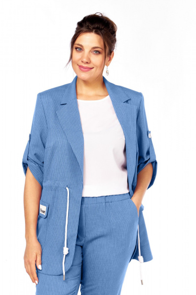 Блуза, брюки, жакет Ольга Стиль С-944 джинс - фото 4