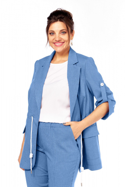 Блуза, брюки, жакет Ольга Стиль С-944 джинс - фото 3