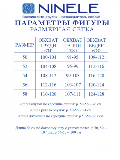 Блуза, брюки, джемпер Ninele 6075 небесный - фото 18