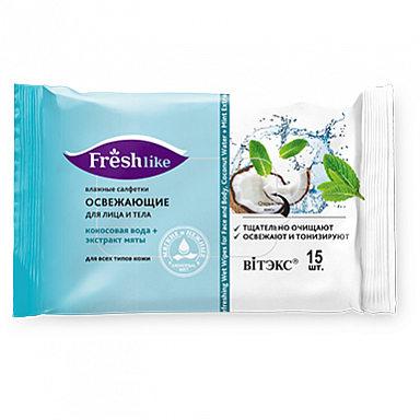 Салфетки Belita Салфетки влажные ОСВЕЖАЮЩИЕ д/лица и тела кокосовая вода, 15шт - фото 1