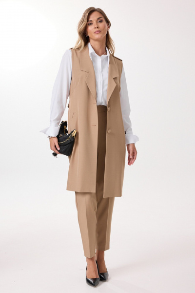 Брюки, жилет, рубашка Твой имидж 2181 кэмел - фото 1