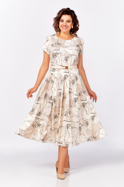 Платье Swallow 820.1 кремово-бежевый/цветы - фото 3