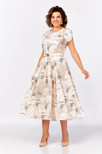 Платье Swallow 820.1 кремово-бежевый/цветы - фото 4