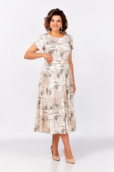 Платье Swallow 820.1 кремово-бежевый/цветы - фото 1