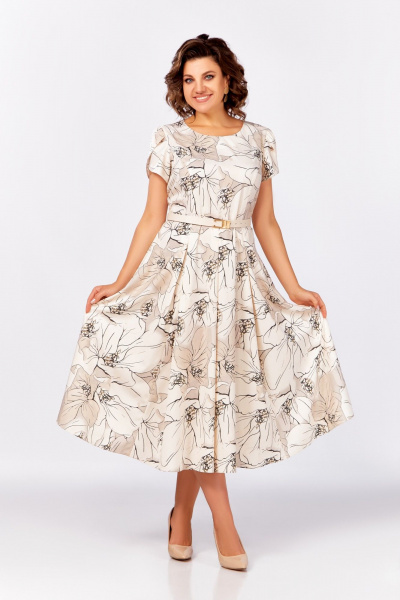 Платье Swallow 820.1 кремово-бежевый/цветы - фото 2