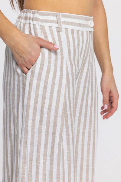Брюки FASHION CENTRE Л-3968 молочно-бежевая_полоска - фото 5
