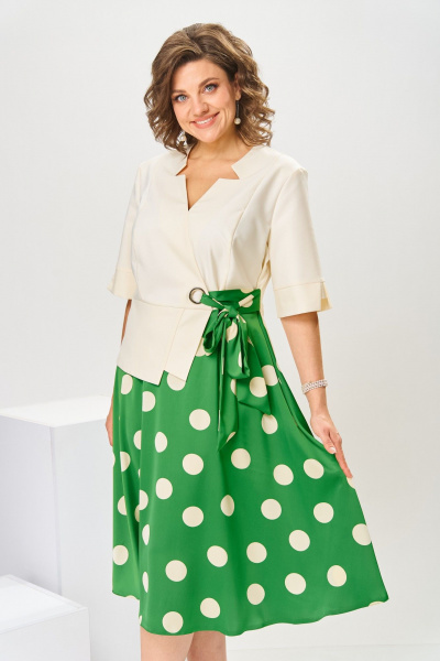 Платье Romanovich Style 1-2798 зеленый/горох - фото 5