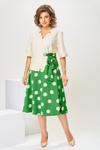 Платье Romanovich Style 1-2798 зеленый/горох - фото 1