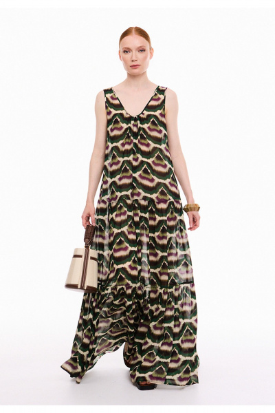 Платье DEVITA 1044 коричневый_зеленый_принт - фото 6