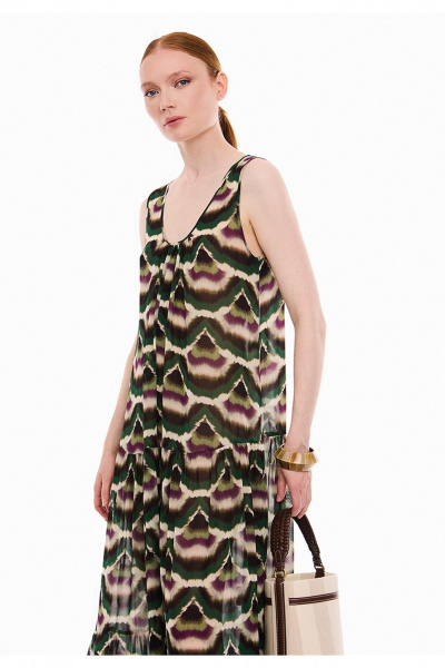 Платье DEVITA 1044 коричневый_зеленый_принт - фото 5